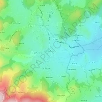 Carte topographique La Roche, altitude, relief