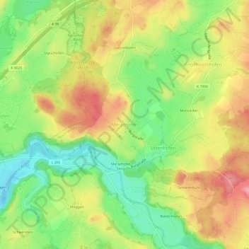 Carte topographique Merazhofen, altitude, relief