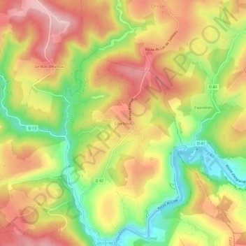 Carte topographique Courbous, altitude, relief