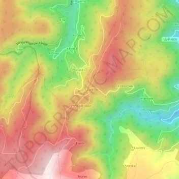 Carte topographique Courel, altitude, relief