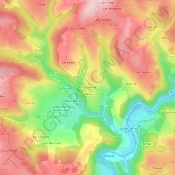 Carte topographique Champ Grand, altitude, relief