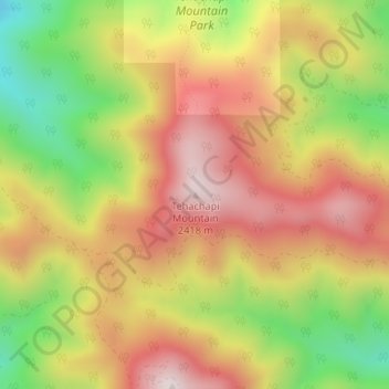 Carte topographique Tehachapi Mountain, altitude, relief