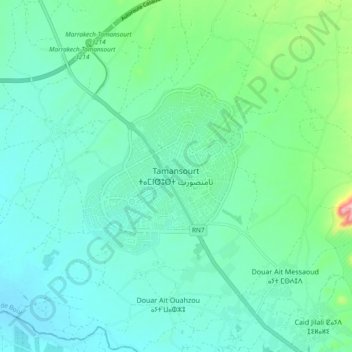 Carte topographique Tamansourt, altitude, relief