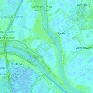 Carte topographique Moorwerder, altitude, relief