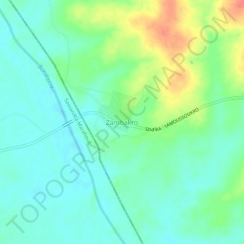Carte topographique Zambakro, altitude, relief