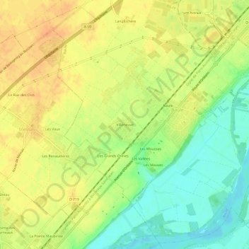 Carte topographique Villeneuve, altitude, relief