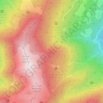 Carte topographique Rocher du Cra, altitude, relief