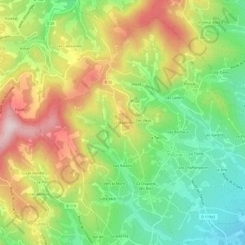 Carte topographique La Madone, altitude, relief