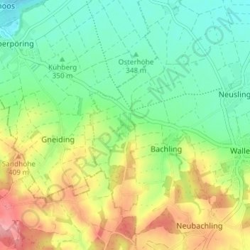 Carte topographique Herblfing, altitude, relief