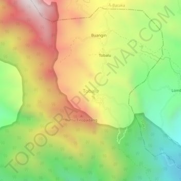 Carte topographique Tobalu, altitude, relief