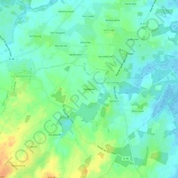 Carte topographique Kerbénet, altitude, relief