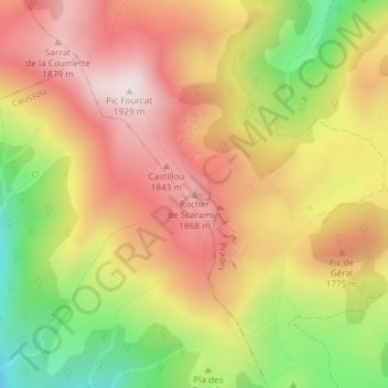 Carte topographique Rocher de Scaramus, altitude, relief