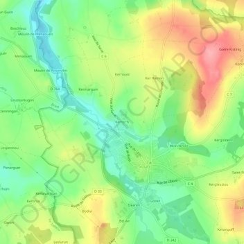 Carte topographique Kerroc'h, altitude, relief