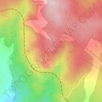 Carte topographique El Valladal, altitude, relief