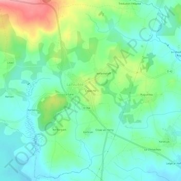 Carte topographique Croas Hir, altitude, relief