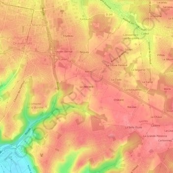 Carte topographique La Perrière, altitude, relief