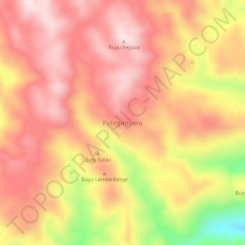 Carte topographique Poleganyara, altitude, relief