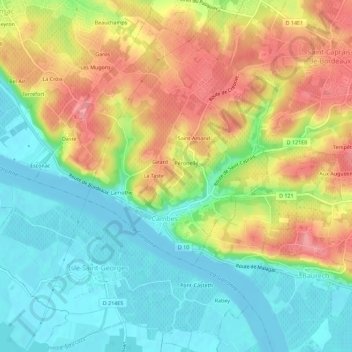 Carte topographique L'Hortie, altitude, relief