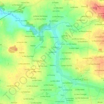 Carte topographique La Ganche, altitude, relief