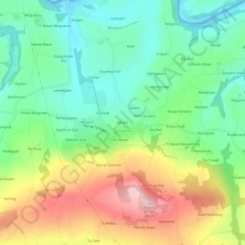 Carte topographique Kerilliz, altitude, relief