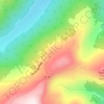 Carte topographique Medicine Bow Curve, altitude, relief