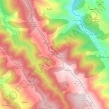 Carte topographique A Pintinidoira, altitude, relief