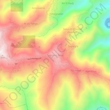 Carte topographique Taguemount Azouz, altitude, relief