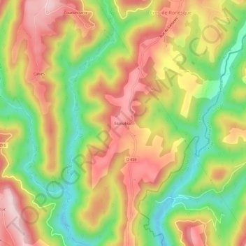 Carte topographique Escoubiac, altitude, relief
