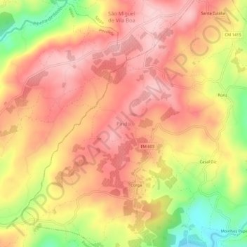 Carte topographique Pindo, altitude, relief