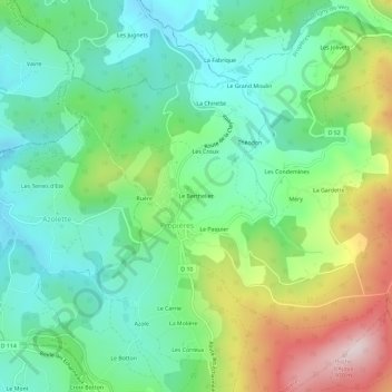 Carte topographique Le Berthelier, altitude, relief