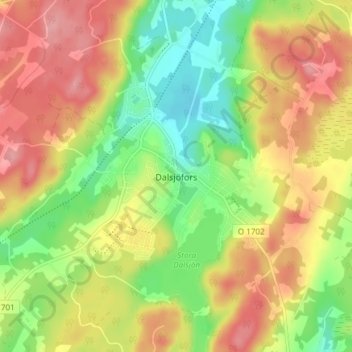 Carte topographique Dalsjöfors, altitude, relief