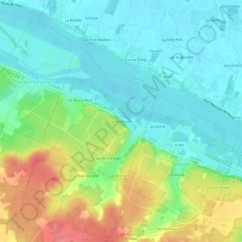 Carte topographique Le Bourg Joli, altitude, relief