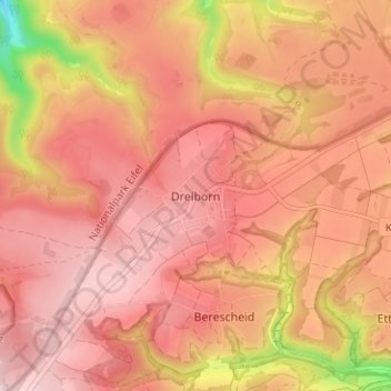 Carte topographique Dreiborn, altitude, relief