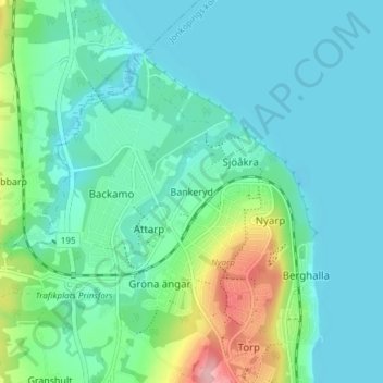 Carte topographique Bankeryd, altitude, relief