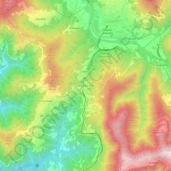 Carte topographique Crocetta d'Orero, altitude, relief