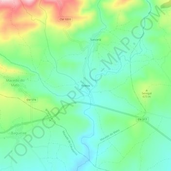 Carte topographique Frieira, altitude, relief
