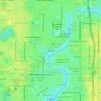 Carte topographique Gilberts, altitude, relief