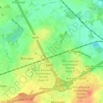 Carte topographique Honnevain, altitude, relief
