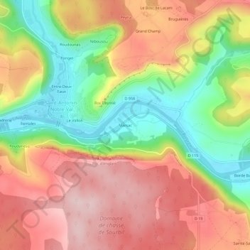 Carte topographique Marsac, altitude, relief