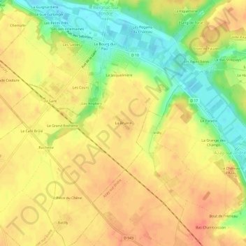 Carte topographique La Bruère, altitude, relief
