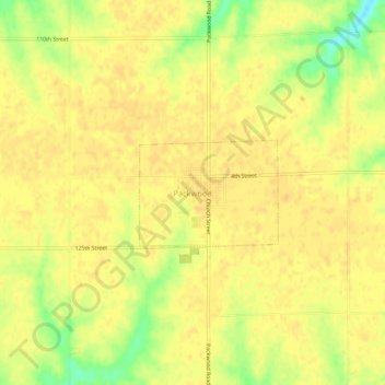 Carte topographique Packwood, altitude, relief