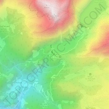 Carte topographique Campo Moro, altitude, relief
