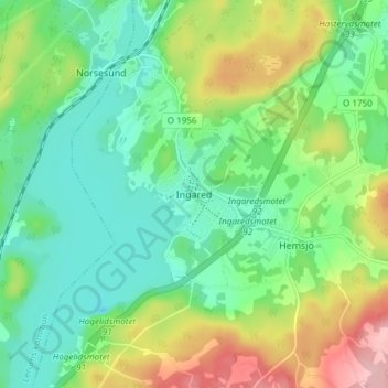 Carte topographique Ingared, altitude, relief