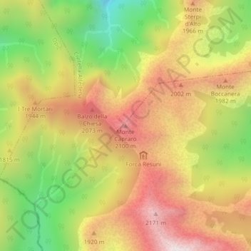 Carte topographique Monte Capraro, altitude, relief