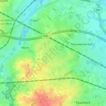 Carte topographique Edixvelde, altitude, relief