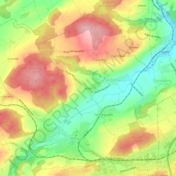 Carte topographique Lossy, altitude, relief