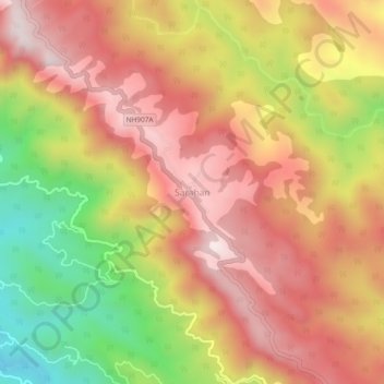 Carte topographique Sarahan, altitude, relief