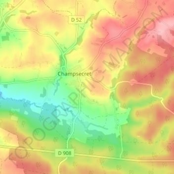 Carte topographique La Renardière, altitude, relief