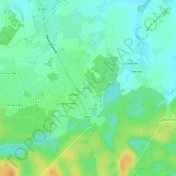 Carte topographique Les Breux, altitude, relief