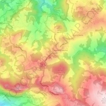 Carte topographique Zocchetta, altitude, relief